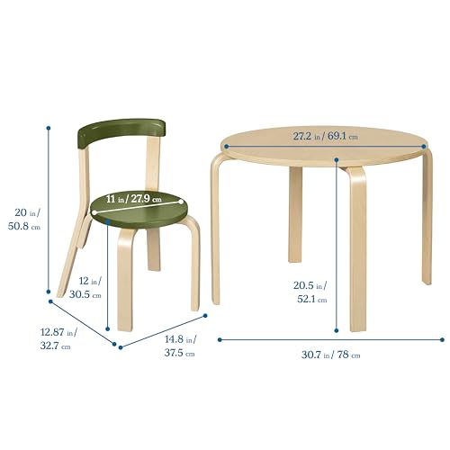 Image of ECR4Kids Bentwood Table and Curved Back Chair Set, Kids Furniture, Earthtone, 5-Piece