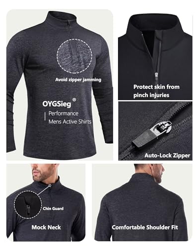 4 Pack Men's Quarter Zip Pullover Quick Dry Active Casual Athletic Long Sleeve Tops4