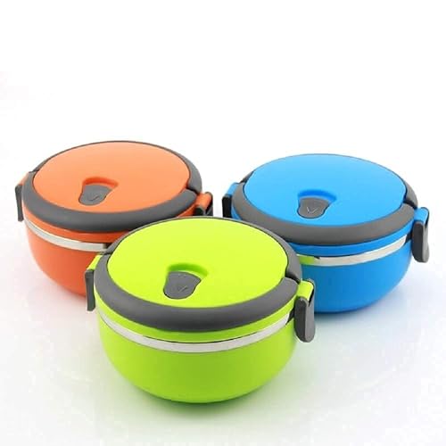 Image of 3 Layer Steel Insulated Lunch Box for Office Use (Multicolor) | Leak-Proof Tiffn Box with Airtight Food Containers | Hot Tiffin Box for Office,School | Lunch Box for Men Women Kids(1-pcs)