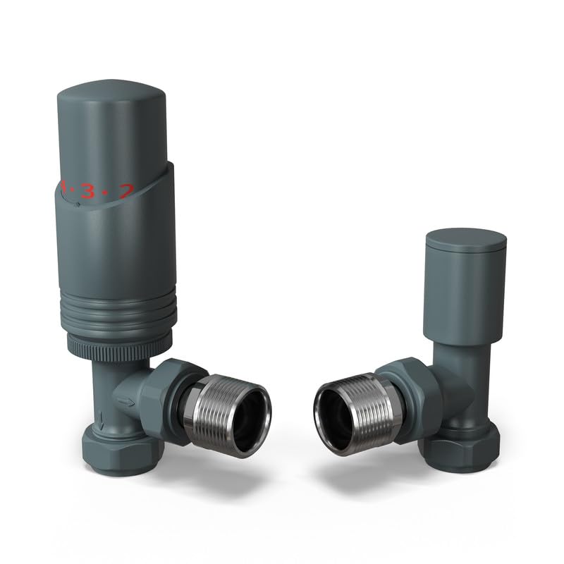 UK Radiators Anthracite Radiator Valve 10mm Angled Lockshield Valve in Anthracite and Matt Finish - Classy and Modern Design 1/2" x 10mm Angled Radiator Valve