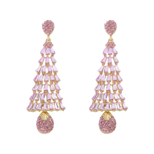Boucles d'oreilles sapin de Noël pour femme - Pendants strass brillants pour fête et festival
