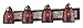 VANITY COLLECTION ELEGANT BATH LIGHTING 4-LIGHT RED CRACKLED GLASS AND BACKPLATE