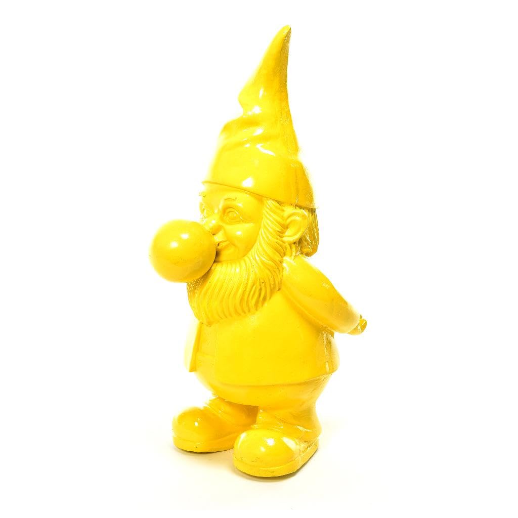 Decor Space Nano da giardino per esterno in resina gnomo simpatico colore tinta unita h 43 cm (Giallo)