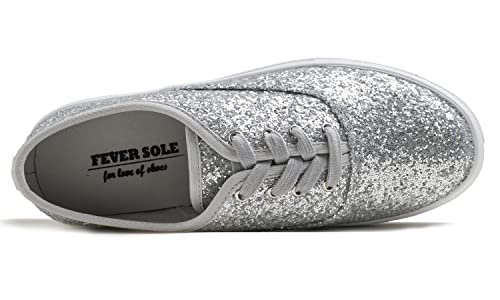Image of FEVERSOLE Women's Fashion Dress Sneakers Party Bling Casual Flats Embellished Shoes