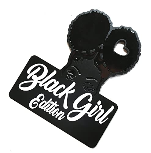 Image of Custom Black Girl Edition Car Badge Emblem Decals - Compatible Vehicles, Doors, Body, Fenders, Trunk - Stylish Dynamic Look (White)