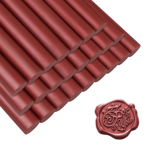 24 Pièces Bâtons de Cire à Cacheter, Bâton de Sceau de Cire pour Pistolet à Colle, Bâton de Cire Rouge Vin Vintage, pour les Invitations de Mariage, les...