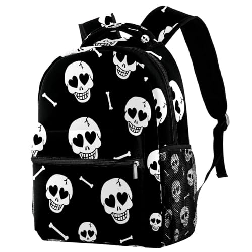 Sac à dos 29.4x20x40cm multicolore avec motifs crânes pour adolescents