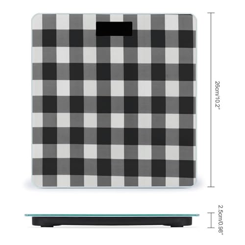 Balanza Digital de Baño a cuadros blanco y negro LCD 400 lb miniatura 2