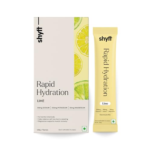 Image of Shyft Rapid Hydration - Lime | 7 Sachets | Right sodium, potassium, magnesium mix for Instant Hydration | Absolutely no harmful chemicals | No Artificial Sweetener