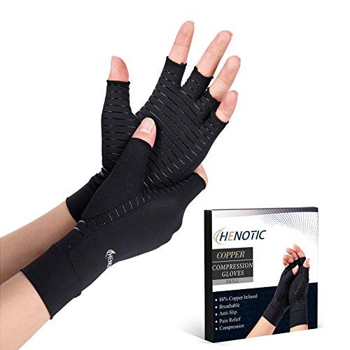 Image of Copper Arthritis Gloves for Women Men, Fingerless Breathable & Moisture Wicking Arthritis Compression Gloves for Relieving Carpal Tunnel Aches, Rheumatoid Pains, Joint Swell