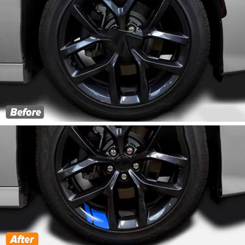 Image of Mandark 24PCS Car Wheel Rims Decal Stripes, Reflective Vehicle Tire Rim Stickers for 18-21 Inch Wheels, Safety Auto Exterior Hash Stripe Sticker Decoration, Universal for SUV, Truck, RV (Blue)