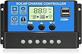 OOYCYOO 10A 12V/24V Contrôleur de Charge Régulateur Panneau Solaire Batterie Intelligent...