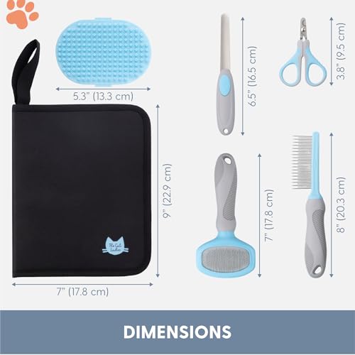 Image of The Cat Ladies Cat Grooming Kit - 5 Piece Brushes Kit - with Comb and Matted Fur Undercoat Deshedding Cat Hair Brush for Long Haired Cats or Short Haired Kittens or Bunny Rabbits