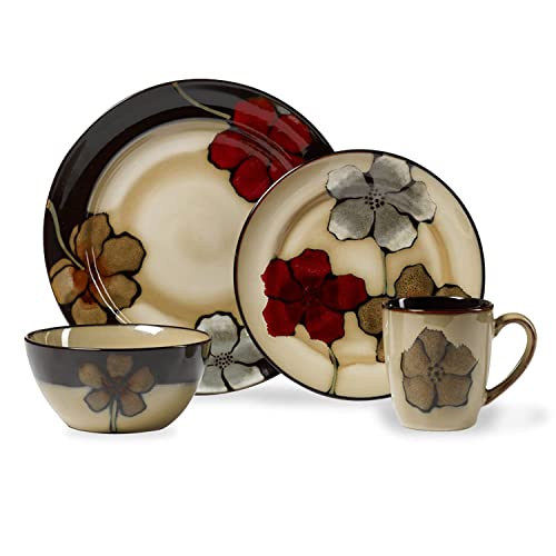 Service de table 16 pièces Motif coquelicots peints 38,48 x 33,53 x 34,54 cm 11,91 kg