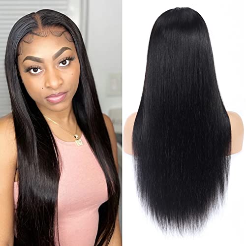 Kafeier Closure Wig 5x5 Straight Human Hair Wig Brazilian Remy Hair For Women Unprocessed More Quality Natural Hairline With Baby Hair Natural Color Great Gift 20 Inch