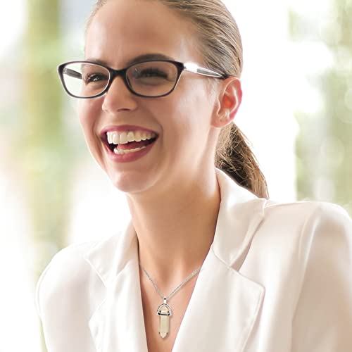 Crystal Necklaces For Women, Hexagon Crystal Point Pendant Necklace, Healing Crystal Stone Necklace For Spiritual (Clear Quartz) #TOP2