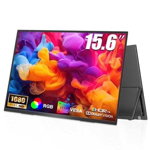 Image of 15.6 Inch Portable Monitor,1920x1080P IPS FHD Screen with 100% sRGB 60HZ,Ideal for Gaming, Travel Monitor with Speaker HDMI USB-C Second Screen for Laptop IOS PC Xbox PS4 /5, VESA Mountable