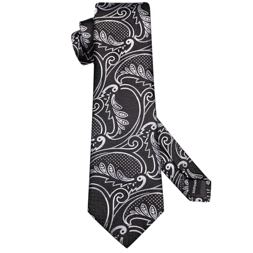 Image of Hi-Tie Men's Tie Lapel Pin Set Pocket Square Cufflinks Formal Woven Silk Tie Sets Wedding Party