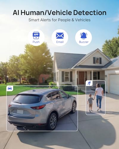 Image of ANNKE 5MP Wired Outdoor Security Camera with Night Vision, One-Way Audio, 8CH 3K Lite DVR and 4 x 5MP PT Cameras, 350 pan and 90 tilt, Human&Vehicle Detection, IP65, 1TB HDD for 24 /7 Recording