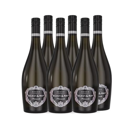 SCAVI & RAY Secco Frizzante Banquet 6 x 0,75L - feinperliger Perlwein aus Italien mit Zitrus- & Kernobstaromen, 10,5% Vol. - eleganter Aperitif für stilvolle Anlässe