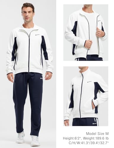 Image of Rdruko Men's Athletic Casual Tracksuit 2 Piece Full Zip Jacket Sweatsuit Outfit Jogger Fleece Set
