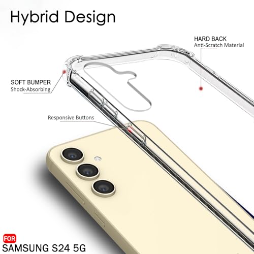 Image of TheGiftKart Crystal Clear Back Cover Case for Samsung Galaxy S24 5G | 360 Degree Protection | Shock Proof Design | Transparent Back Cover Case for Samsung Galaxy S24 5G (PC & TPU, Transparent Bumper)