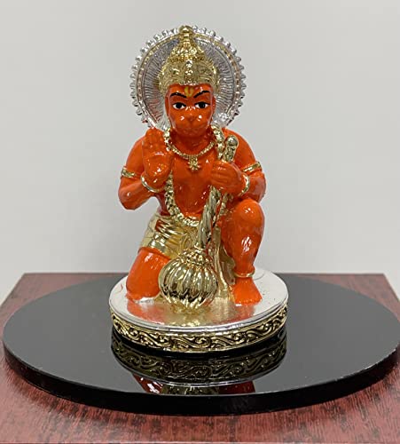 Image of Gold Plated Hanuman Ji Statue Kesari Hanuman Ji Ki Murti for Home Temple Office Study Table Hanuman Ji Idol Gift