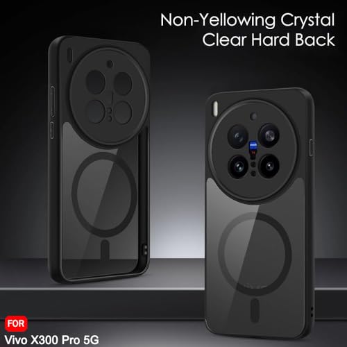 Image of TheGiftKart Hybrid Shockproof Back Cover Case for Vivo X300 Pro 5G Compatible with MagSafe | Hard Back Cover Case for Vivo X300 Pro 5G (PC & TPU, Translucent Smoke Matte Back, Black Sides)