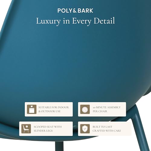 Image of Poly & BARK Isla Bar Stools Set of 3 - Counter Height Bar Stool for Kitchen - Set of Counter Stools - Indoor /Outdoor Barstools - Modern Kitchen Bar Stools - Ocean Teal