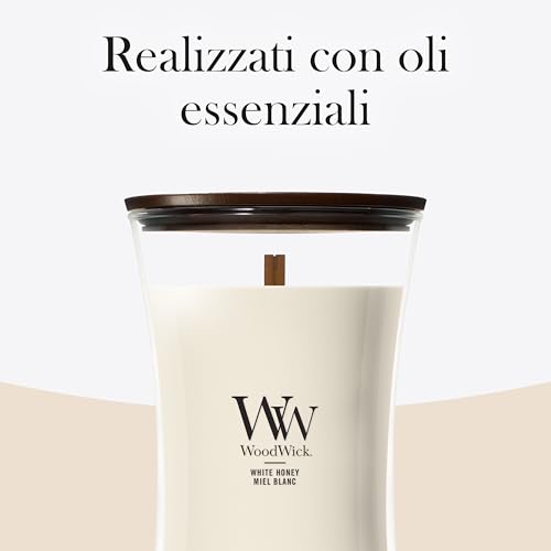 WoodWick Candela profumata | Candela a clessidra grande | White Honey | Regali perfetti per donne - Immagine 5