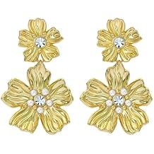 Ted Baker London Pettala Flower Statement Drop Earrings for Women Gold/Pearl and Crystal