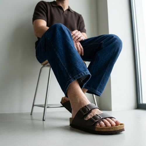 Image of CUSHIONAIRE Lane Cork Footbed Mens Sandals, Adjustable Buckle Comfort Slides for Men, Genuine Leather Insole Summer Sandals Men Footwear
