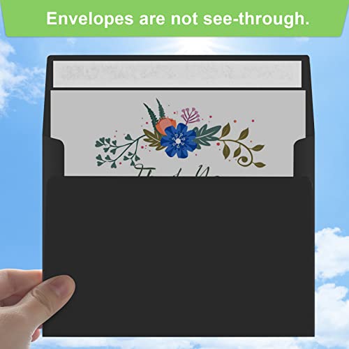 Image of 50 Packs 5x7 Envelopes, A7 5x7 Envelopes for Invitations, Printable Invitation Envelopes Self Seal for Weddings, Invitations, Photos, Greeting Cards, Mailing (Black)