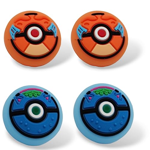 MatoSan® 4 tapas de joystick compatibles con Nintendo Switch Grip Joy Con Grip Thumbstick Grip Switch Lite OLED Accesorios Thumb Grips Nintendo Switch Plugs (fuego/planta)