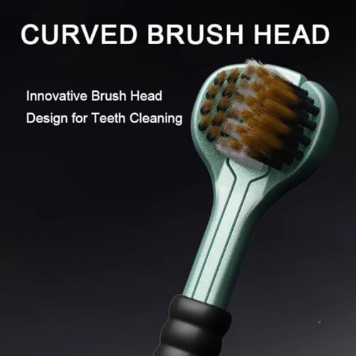Image of (PACK OF-2) 3 Sided brush for Adults, Cleaning Great Angle Toothbrush, 3 Pcs Manual Soft Bristle -Toothbrush with Tongue Brush Completely Cover Each Tooth