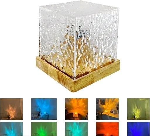 MagicOcean Wave Projector Lamp 3D Water Wave Effect LED Night Light with Remote Control, USB Rechargeable Crystal Table Lamp for Home Decor, Bedroom & Gift (Cube Shape Multi 1-image-40