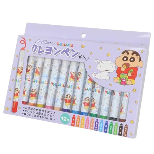 アイプランニング クレヨンしんちゃん ぬりえ付きクレヨンペン パープル [ケース]約W230×H170×D20mm K1875Aのサムネイル