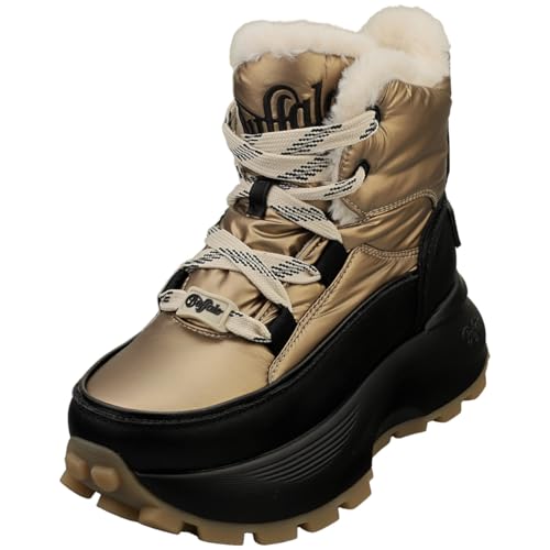 Bottines Buffalo Manhatten femme noir doré chaussures hiver