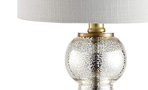 JONATHAN Y 21" Mercury Glass/Brass Gold Glass Table Lamp for Bedroom and Living Room, White Linen Shade, Modern Stacked Sphere Bedside Lamp, LED Bulb Included (JYL1021C) by JONATHAN Y - Used condition - Image 5