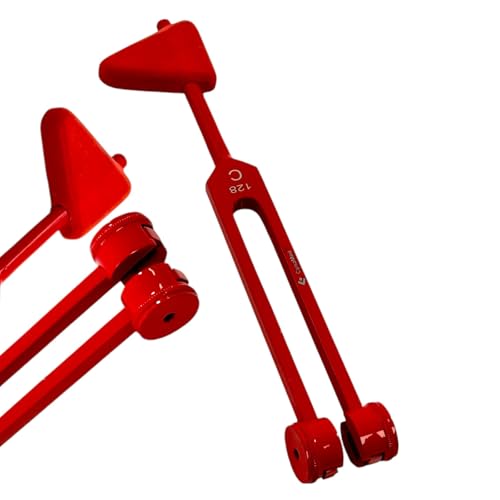 Reflex Testing Diagnostics Percussion Hammer Tuning Fork, 2-in-1 Neuro Testing Instrument, Fully Colored (Red)