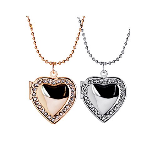 POWER WING 2PCS Locket Necklace That Holds Pictures Sets Women Girls Birthday Gifts for Two Photo Lockets