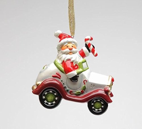 10646 Santa Driving Car Ornament, 2-7/8-Inch
