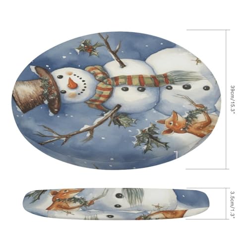 Cojín redondo de invierno con diseño de muñeco de nieve de 39 cm 3