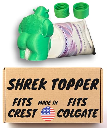 Shrek Toothpaste Topper Butt - Toothpaste Cap fits Crest and Colgate Threads - Funny Pooping Toothpaste Cap (Shrek)