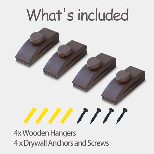 Image of 4 Quilt Hanger for Wall for Display - Tapestry Hangers for Walls, Wooden Rug Hangers for Wall Hangings, Decorate with Your Blanket and Tapestry Hanger, Quilt Rack Clamps for Mount (Brown)