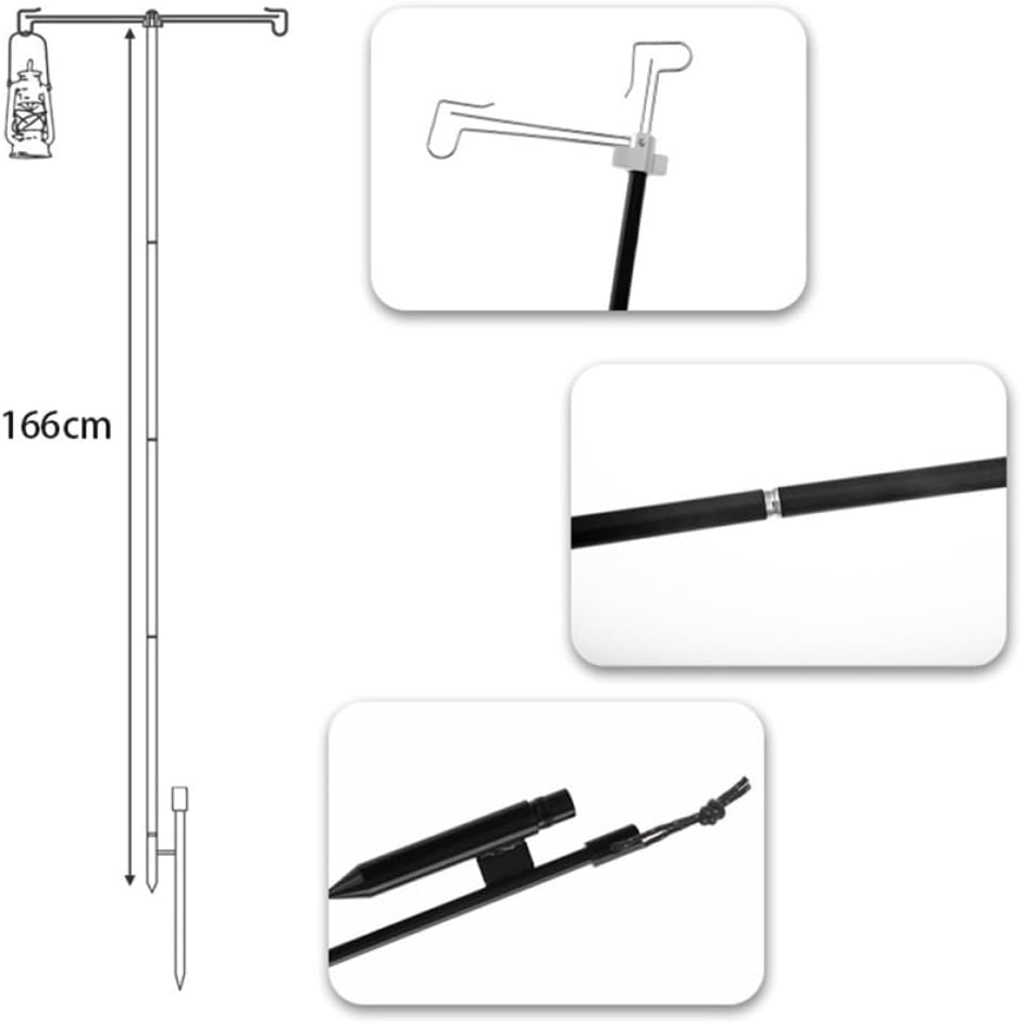 Outdoor Camping Lamp Post Stand Durable Aluminium Alloy Lantern Holder with Hanging Hook Portable Multi-Functional Design for Tents and Outdoor Use