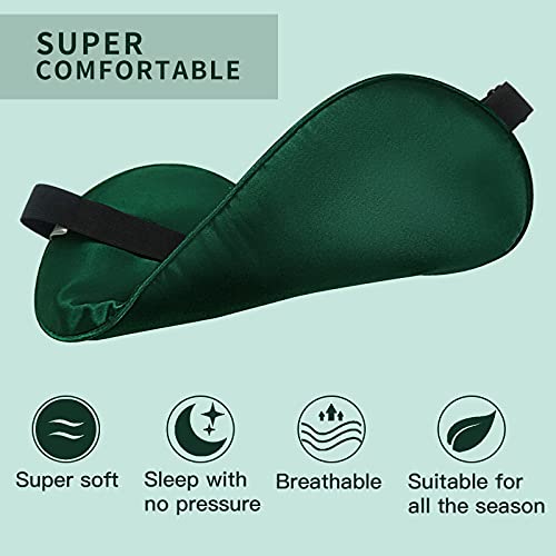 Mmction Silk Sleep Eye Mask Ultra Comfortable Soft Eye Covers Night Mask Blackout Blindford Eye Shades For Sleeping With Adjustable Strap For Women Men Green #TOP2