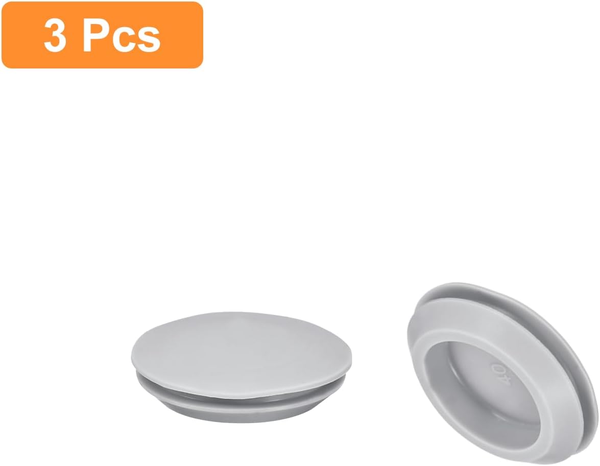 3Pcs Silicone Plugs, Rubber Round Snap in Locking Hole Plugs for 40mm Hole, Hole Stoppers Waterproof Hole Plug for Metal Tube, Furniture End Caps Inserts, Grey