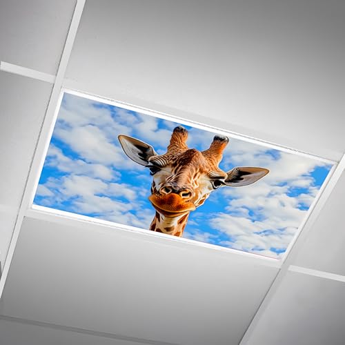 SCWISOAS Fluorescent Light Covers for Ceiling Lights -Magnetic Cloud Cover for Fluorescent Or LED Fixture 2ft x 4ft Classroom,Home,Office Decoration Filters Overhead Lighting- Giraffe