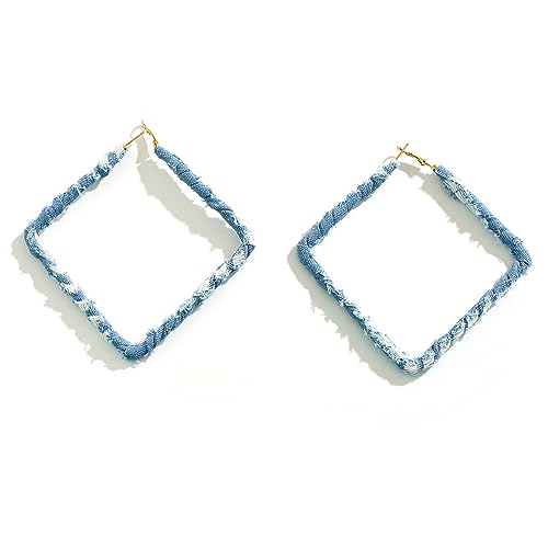 Simple Denim Heart Hoop Earrings Simple Exaggerated Big Star Heart Round Earrings Statement Summer Beach Earrings Accessories Jewelry for Women3